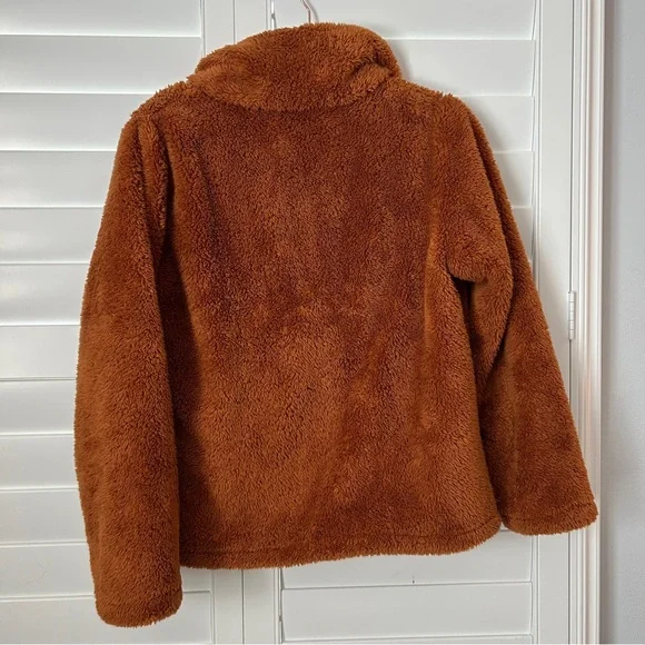 J Crew Fuzzy Teddy Quarter Zip Pullover Fleece Jacket Brown Pink Size Small - Picture 7 of 7